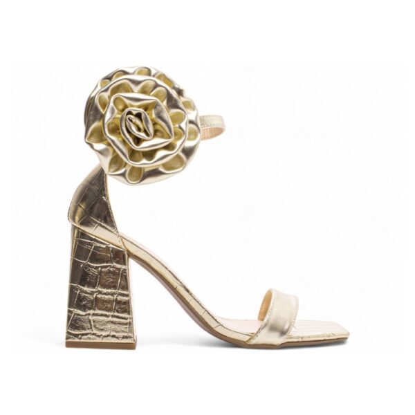 Sandália Croco Ouro Light com Flor Removível - Imagem 7