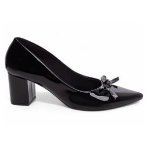 Sapato Scarpin Verniz Preto com Laço