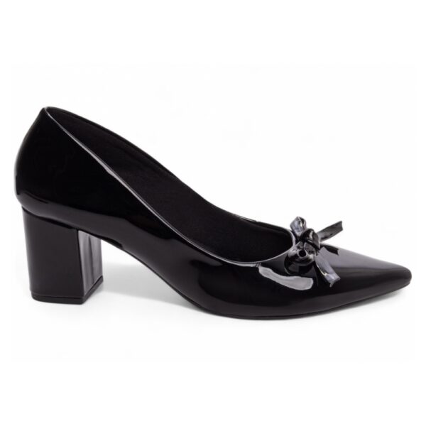 Sapato Scarpin Verniz Preto com Laço