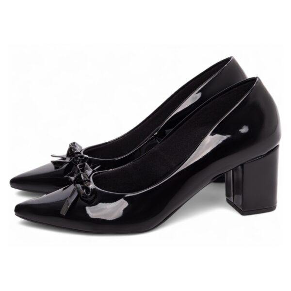Sapato Scarpin Verniz Preto com Laço - Imagem 3