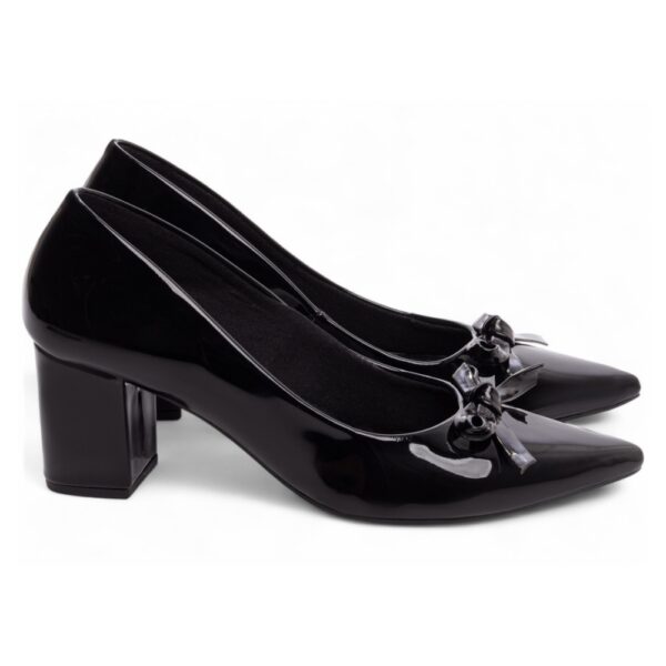 Sapato Scarpin Verniz Preto com Laço - Imagem 4