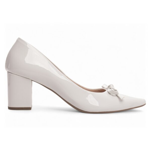 Sapato Scarpin Verniz Branco com Laço - Imagem 5