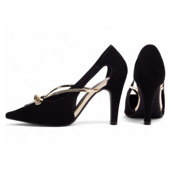Scarpin Preto com Laço Metalizado - Imagem 2