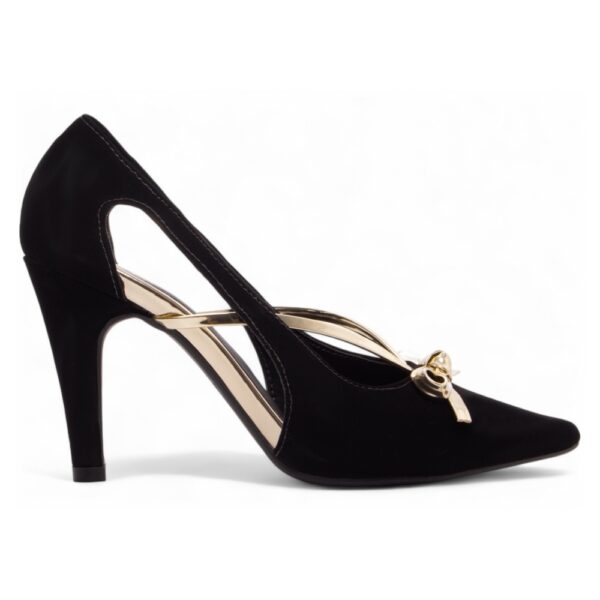 Scarpin Preto com Laço Metalizado - Imagem 5