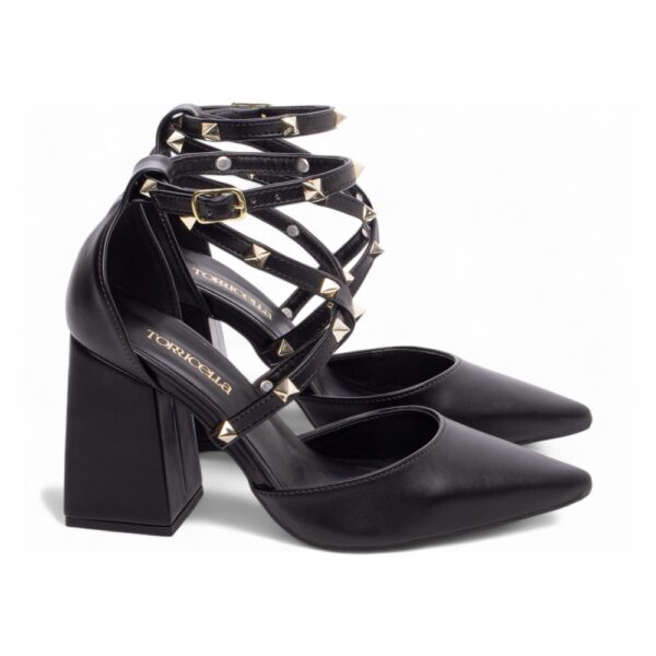 Scarpin Preto Apliques Pirâmides em ABS - Imagem 4