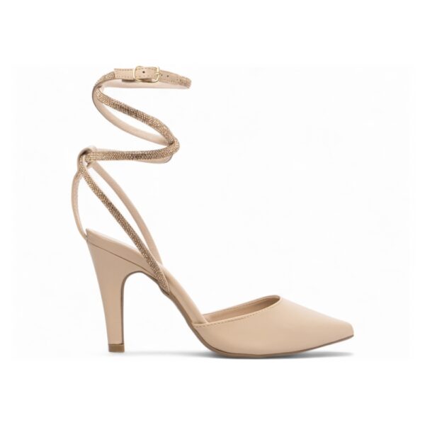 Scarpin Bege Manta Strass - Imagem 5
