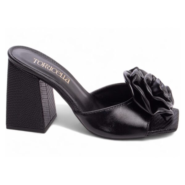 Tamanco Feminino Flor em Napa Preto