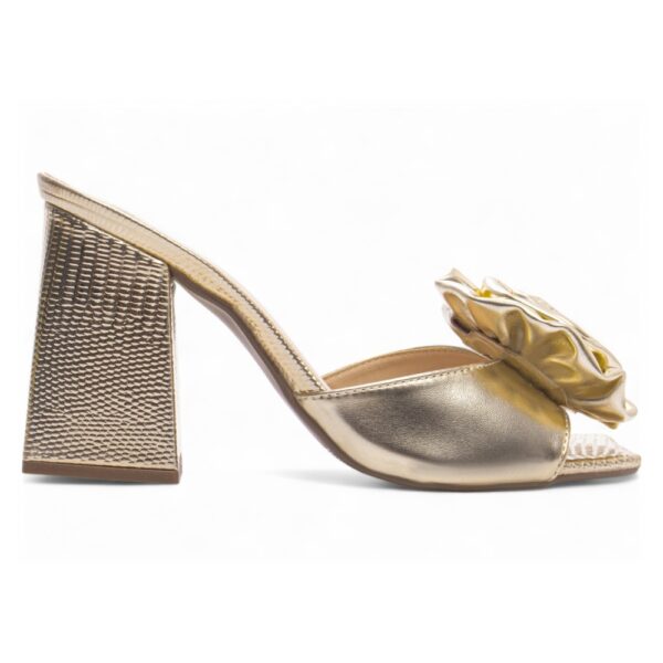 Tamanco Feminino  Flor em Napa Ouro Ligth - Imagem 5