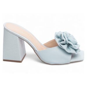 Tamanco Feminino Flor em Napa Azul