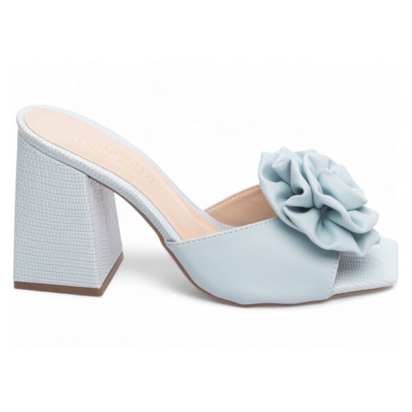 Tamanco Feminino Flor em Napa Azul