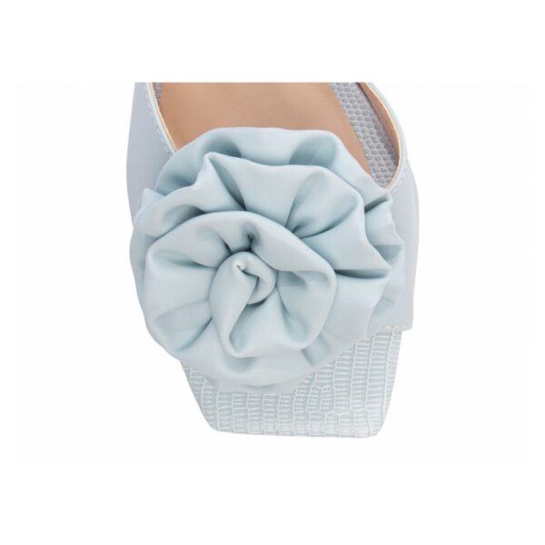 Tamanco Feminino Flor em Napa Azul - Imagem 6