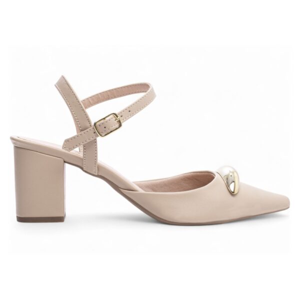 Scarpin Bege Fivela de ajuste na cor Dourado - Imagem 5
