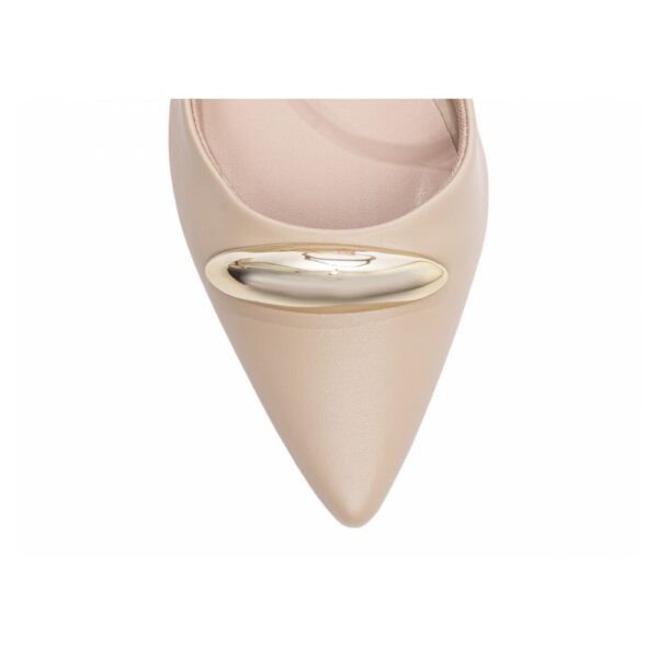 Scarpin Bege Fivela de ajuste na cor Dourado - Imagem 6
