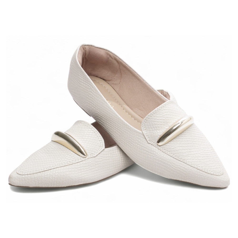 Sapatilha Mocassim Off White Bico Fino