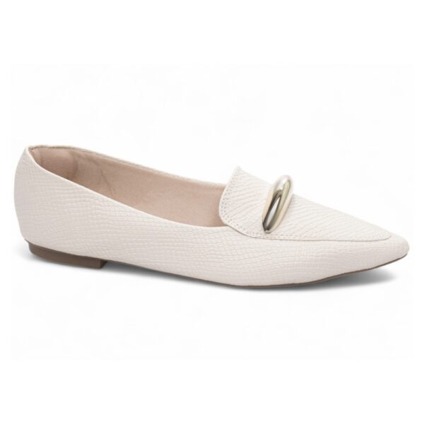 Sapatilha Mocassim Off White Bico Fino - Imagem 4