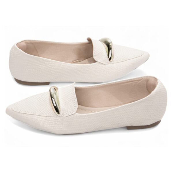 Sapatilha Mocassim Off White Bico Fino - Imagem 6